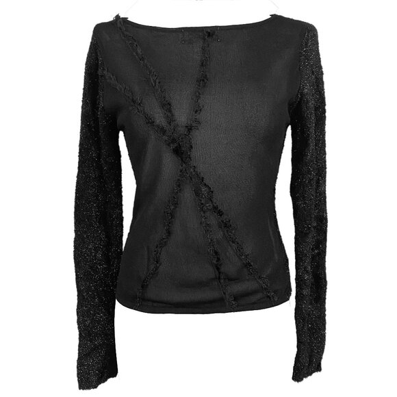 vintage black cache funky fuzzy sparkle rave sweater - Picture 1 of 5